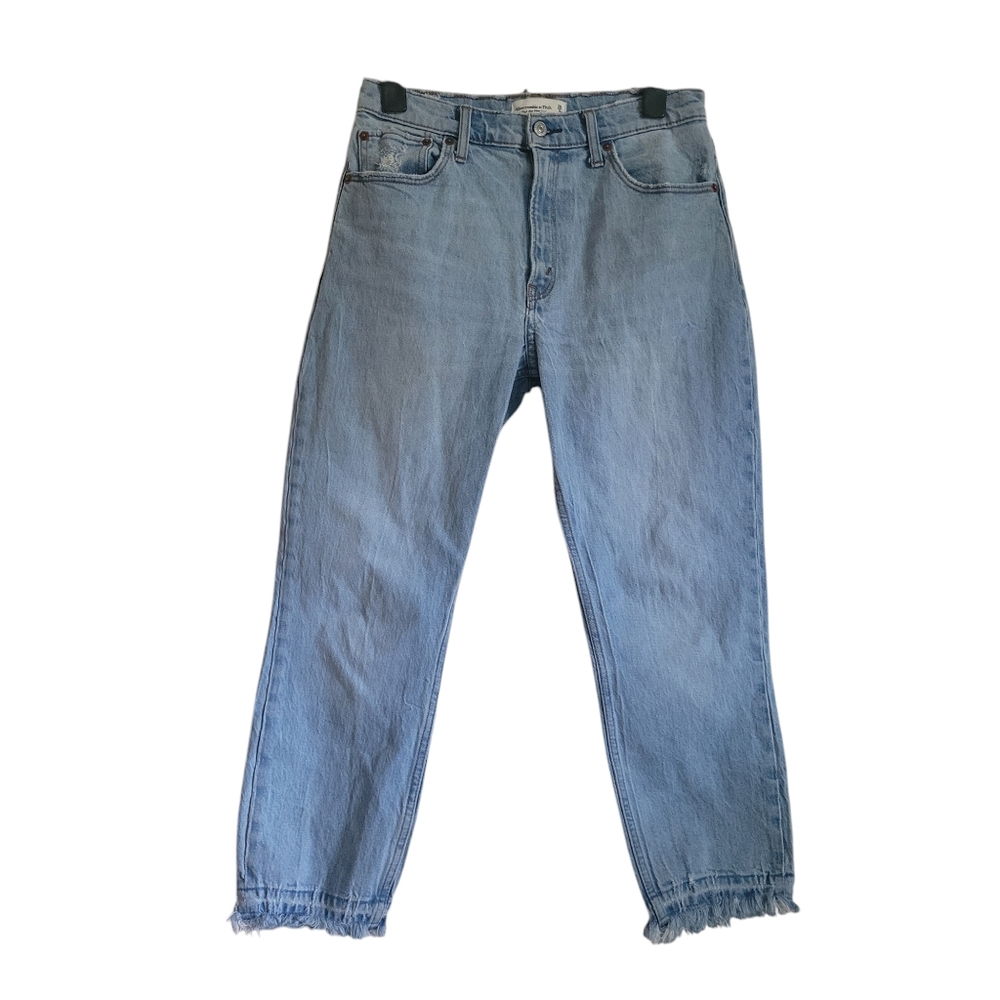 Abercrombie & Fitch high rise Mom jeans,distressed,raw frayed hem,28